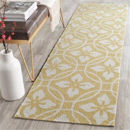 Safavieh Four Seasons Hand Hooked Runner Rug- Gold - Ivory- 2 ft. 3 in. x 8 ft. FRS236D-28